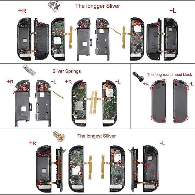 Alt view image 6 of 7 - DIY Full Set Buttons for Nintendo Switch & Switch OLED, Custom Replacement Buttons for JoyCon, ABXY Direction Keys SR SL L R ZR ZL + - Home Capture Trigger Buttons Springs - Black @