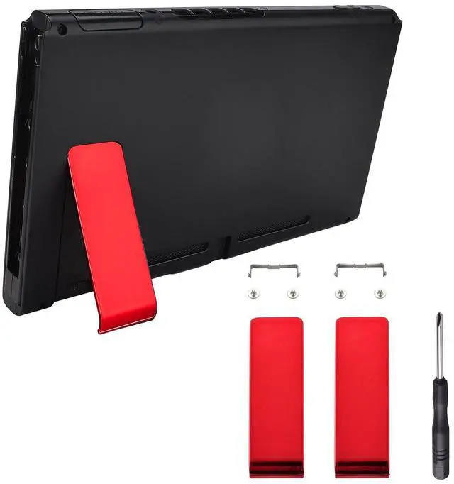 Main image of 2 Set of Chrome Red Replacement Kickstand for Nintendo Switch Console, Back Bracket Holder Kick Stand for Nintendo Switch - Console NOT Included @