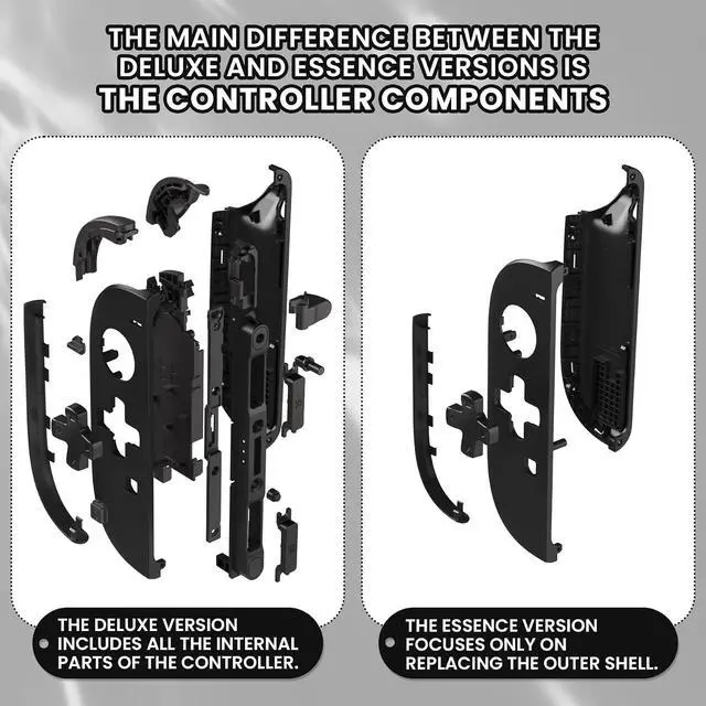 Alt view image 6 of 7 - DIY Replacement Shell (D-Pad Ver) Buttons for Joycon 2, Custom Full Set Housing + Decorative Strips + Middle Bracket + Buttons for Nintendo Switch 2 Controller - Deluxe Version - Black @