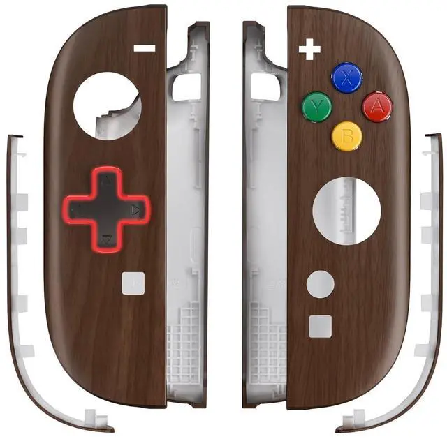 Main image of Replacement Shell (D-Pad Version) with Buttons for Joycon 2, Custom Housing Faceplate Case + Decorative Strips + ABXY Dpad for Nintendo Switch 2 Controller - Essence Version - Wood Grain @