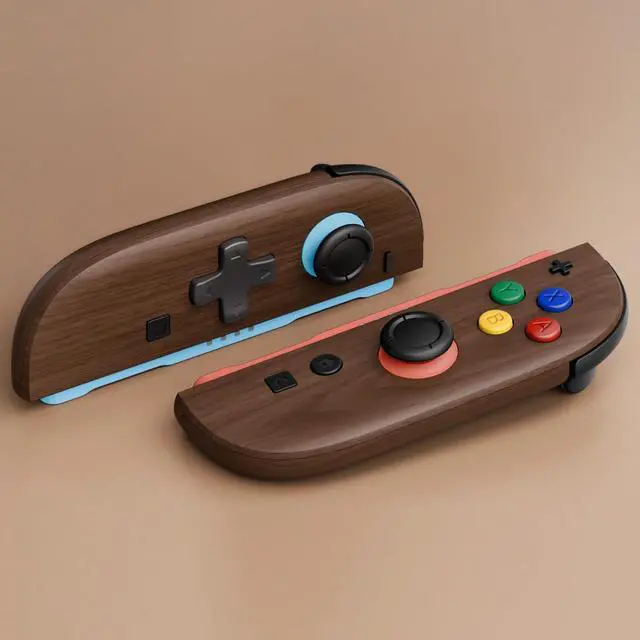 Alt view image 2 of 7 - Replacement Shell (D-Pad Version) with Buttons for Joycon 2, Custom Housing Faceplate Case + Decorative Strips + ABXY Dpad for Nintendo Switch 2 Controller - Essence Version - Wood Grain @