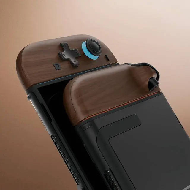 Alt view image 4 of 7 - Replacement Shell (D-Pad Version) with Buttons for Joycon 2, Custom Housing Faceplate Case + Decorative Strips + ABXY Dpad for Nintendo Switch 2 Controller - Essence Version - Wood Grain @