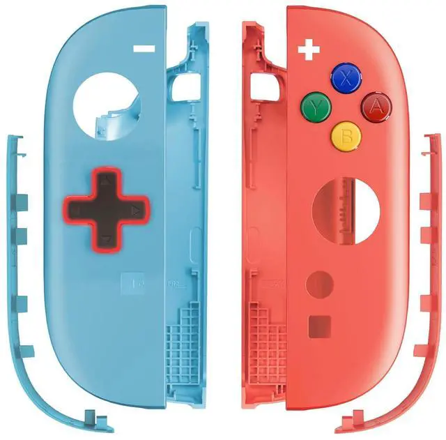 Main image of Replacement Shell (D-Pad Version) with Buttons for Joycon 2, Custom Housing Faceplate Case + Decorative Strips + ABXY Dpad for Nintendo Switch 2 Controller - Essence Version - Blue Orange @