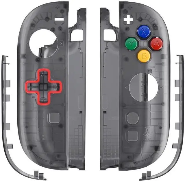 Main image of Replacement Shell (D-Pad Version) with Buttons for Joycon 2, Housing Faceplate Case + Decorative Strips + ABXY Dpad for Nintendo Switch 2 Controller - Essence Version - Clear Slate Black @