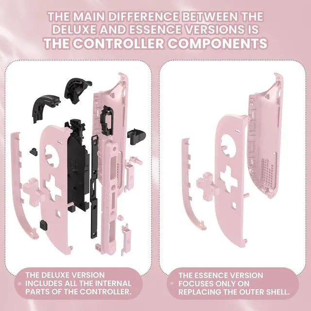 Alt view image 6 of 7 - DIY Replacement Shell (D-Pad Ver) Buttons for Joycon 2, Custom Full Set Housing + Decorative Strips + Middle Bracket + Buttons for Nintendo Switch 2 - Deluxe Version - Cherry Blossoms Pink @