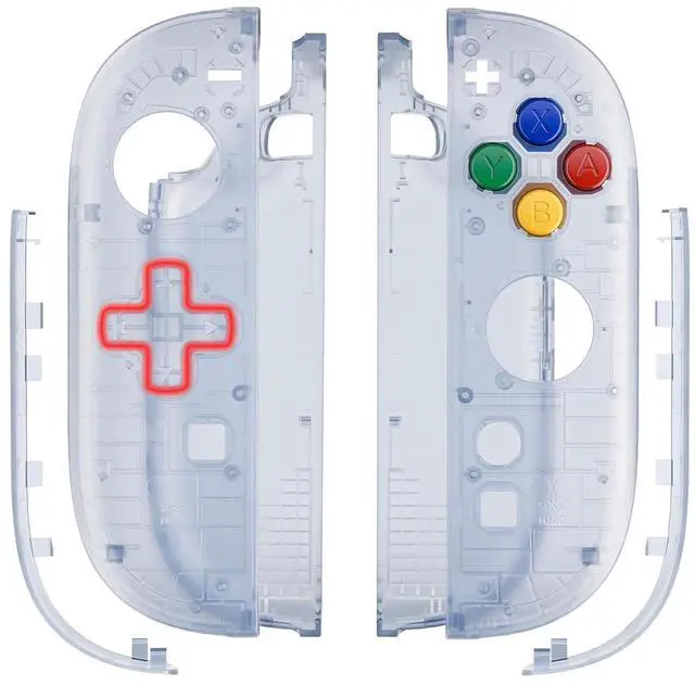 Main image of Replacement Shell (D-Pad Version) with Buttons for Joycon 2, Housing Faceplate Case + Decorative Strips + ABXY Dpad for Nintendo Switch 2 Controller - Essence Version - Clear Glacier Blue @