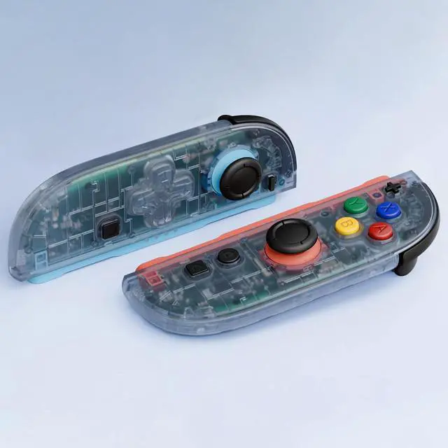 Alt view image 2 of 7 - Replacement Shell (D-Pad Version) with Buttons for Joycon 2, Housing Faceplate Case + Decorative Strips + ABXY Dpad for Nintendo Switch 2 Controller - Essence Version - Clear Glacier Blue @