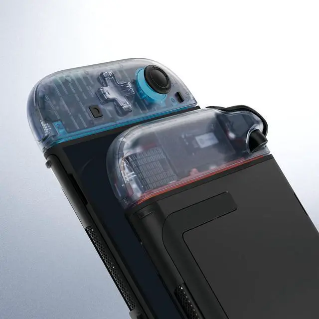 Alt view image 4 of 7 - Replacement Shell (D-Pad Version) with Buttons for Joycon 2, Housing Faceplate Case + Decorative Strips + ABXY Dpad for Nintendo Switch 2 Controller - Essence Version - Clear Glacier Blue @