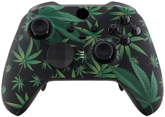 Main image of Green Weeds Patterned Faceplate Cover, Soft Touch Front Housing Shell Case Replacement Kit for Xbox One Elite Series 2, Xbox Elite 2 Core Controller Model 1797 - Accent Rings Included @