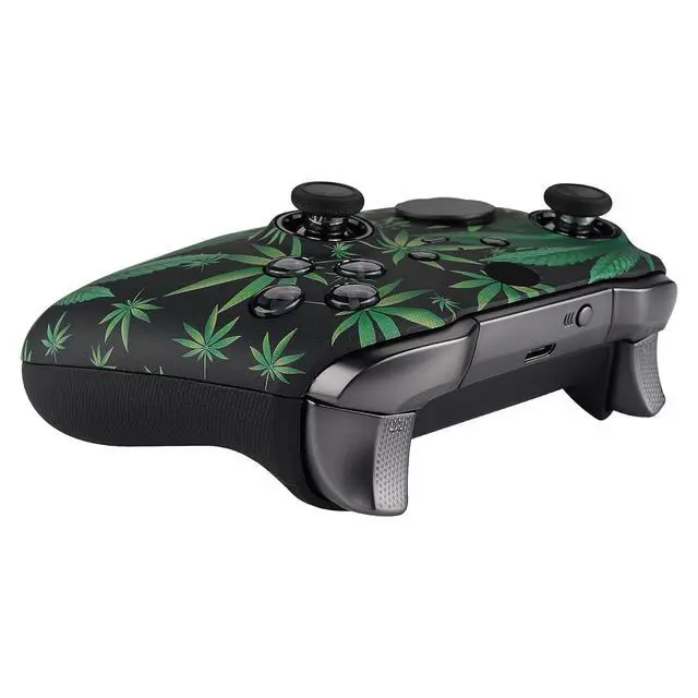 Alt view image 7 of 7 - Green Weeds Patterned Faceplate Cover, Soft Touch Front Housing Shell Case Replacement Kit for Xbox One Elite Series 2, Xbox Elite 2 Core Controller Model 1797 - Accent Rings Included @