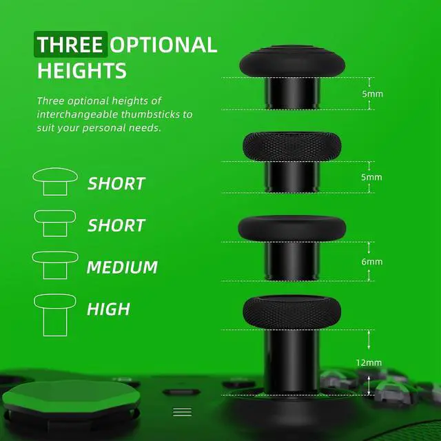 Alt view image 5 of 7 - 6 in 1 Metal Replacement Thumbsticks for Xbox Elite Series 2 Controller, Metallic Black Swappable Magnetic Analog Stick Joystick Caps for Xbox Elite 2 Core Controller (Model 1797) @