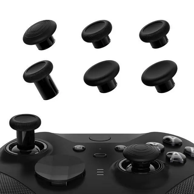Alt view image 2 of 7 - 6 in 1 Metal Replacement Thumbsticks for Xbox Elite Series 2 Controller, Metallic Black Swappable Magnetic Analog Stick Joystick Caps for Xbox Elite 2 Core Controller (Model 1797) @