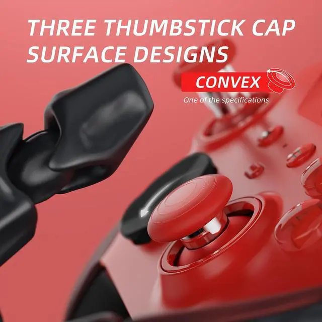 Alt view image 7 of 7 - 6 in 1 Metal Replacement Thumbsticks for Xbox Elite Series 2 Controller, Passion Red & Metallic Silver Swappable Magnetic Analog Stick Joystick Caps for Xbox Elite 2 Controller -Model 1797 @