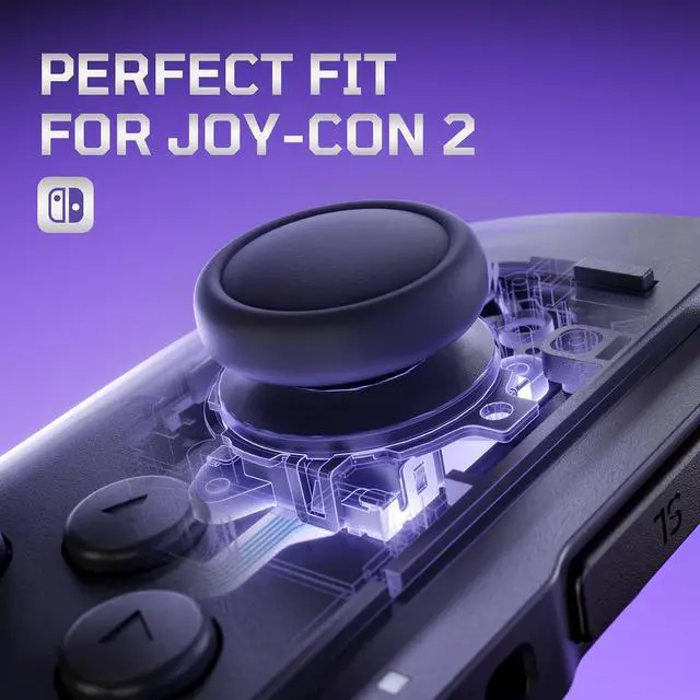 Alt view image 6 of 7 - Replacement 3D Joystick & Thumb Grips & Side Rail Shell Buttons for Nintendo Switch 2 JoyCon, Console Rail Stickers Controller Left Right Analog Stick Thumbsticks Caps for Switch 2 - Black @