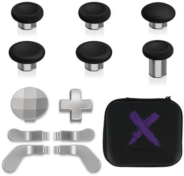 Main image of 13 in 1 Component Pack Kit for Xbox Elite Series 2 Controller, 6 Metal Thumbsticks & Adjustment Tool, 2 D-Pads, 4 Paddles for Xbox Elite Series 2 Core Controller - Metallic Silver @