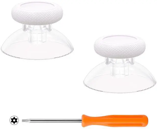 Main image of Replacement Thumbsticks for Xbox Controller, Joysticks Repair Kit for Xbox Series X/S, One (Standard, Elite V1), Custom Analog Stick Button - White & Clear @