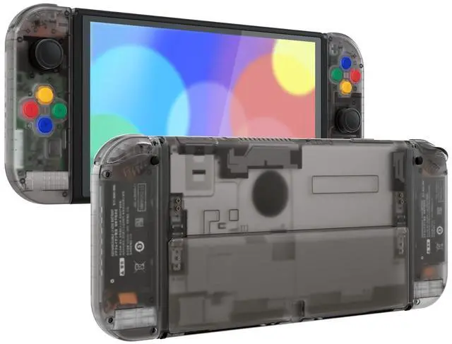 Main image of DIY Full Set Shell for Nintendo Switch OLED, Replacement Console Back Plate & Kickstand, Custom NS Handheld Controller Housing with Full Set Buttons for Nintendo Switch OLED - Clear Black @