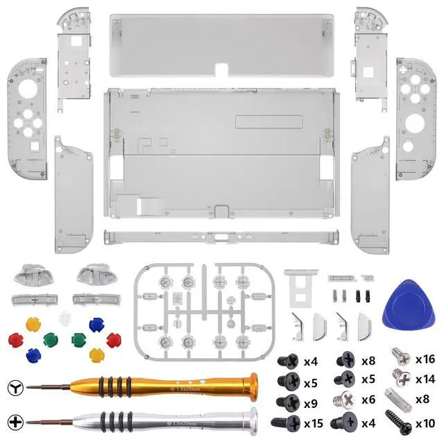 Alt view image 3 of 7 - DIY Full Set Shell for Nintendo Switch OLED, Replacement Console Back Plate & Kickstand, Custom NS Handheld Controller Housing with Full Set Buttons for Nintendo Switch OLED - Clear Black @