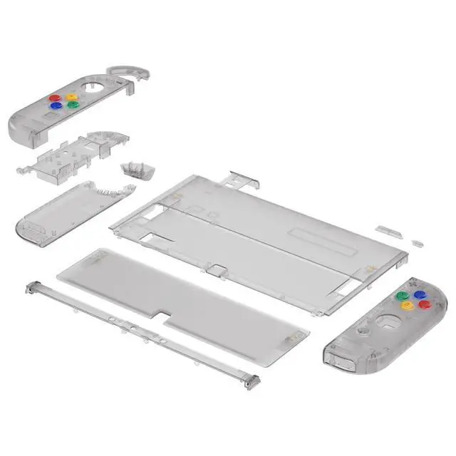 Alt view image 4 of 7 - DIY Full Set Shell for Nintendo Switch OLED, Replacement Console Back Plate & Kickstand, Custom NS Handheld Controller Housing with Full Set Buttons for Nintendo Switch OLED - Clear Black @