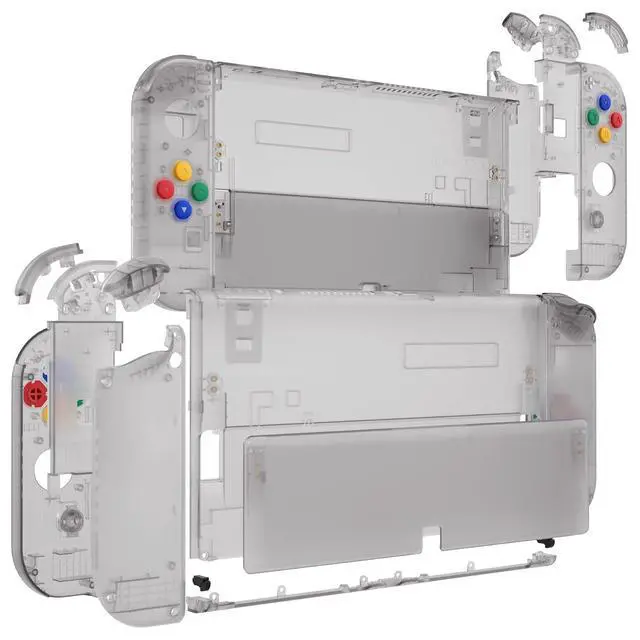 Alt view image 5 of 7 - DIY Full Set Shell for Nintendo Switch OLED, Replacement Console Back Plate & Kickstand, Custom NS Handheld Controller Housing with Full Set Buttons for Nintendo Switch OLED - Clear Black @