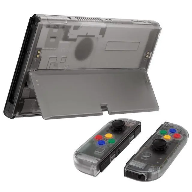 Alt view image 7 of 7 - DIY Full Set Shell for Nintendo Switch OLED, Replacement Console Back Plate & Kickstand, Custom NS Handheld Controller Housing with Full Set Buttons for Nintendo Switch OLED - Clear Black @