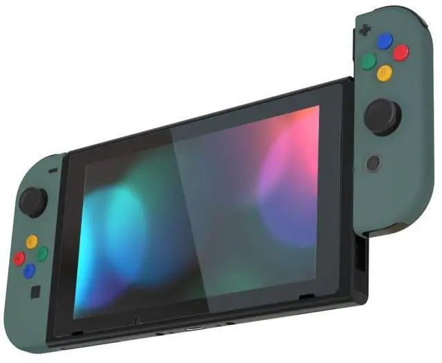 Alt view image 4 of 7 - DIY Replacement Shell Buttons for Nintendo Switch & Switch OLED, Pine Green Custom Soft Touch Housing with Corlorful Button for Joycon Handheld Controller - Console Shell NOT Included @