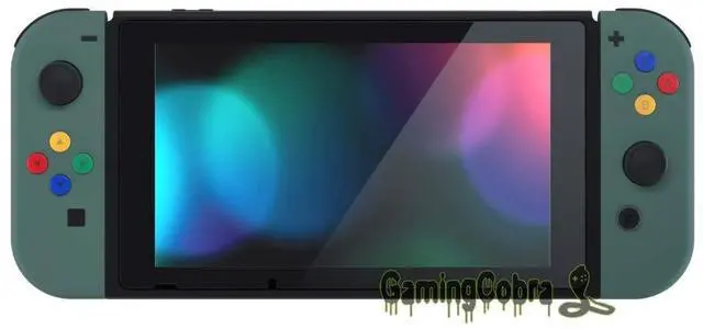 Alt view image 7 of 7 - DIY Replacement Shell Buttons for Nintendo Switch & Switch OLED, Pine Green Custom Soft Touch Housing with Corlorful Button for Joycon Handheld Controller - Console Shell NOT Included @