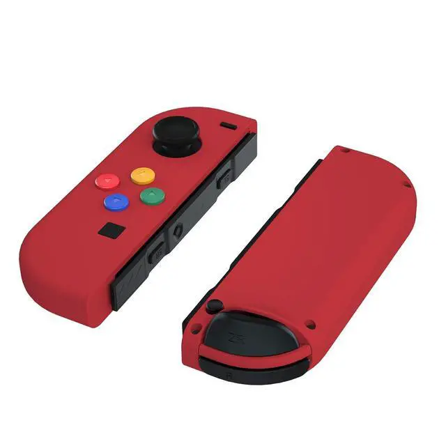 Alt view image 3 of 7 - DIY Replacement Shell Buttons for Nintendo Switch & Switch OLED, Passion Red Custom Soft Touch Housing with Corlorful Button for Joycon Handheld Controller - Console Shell NOT Included @