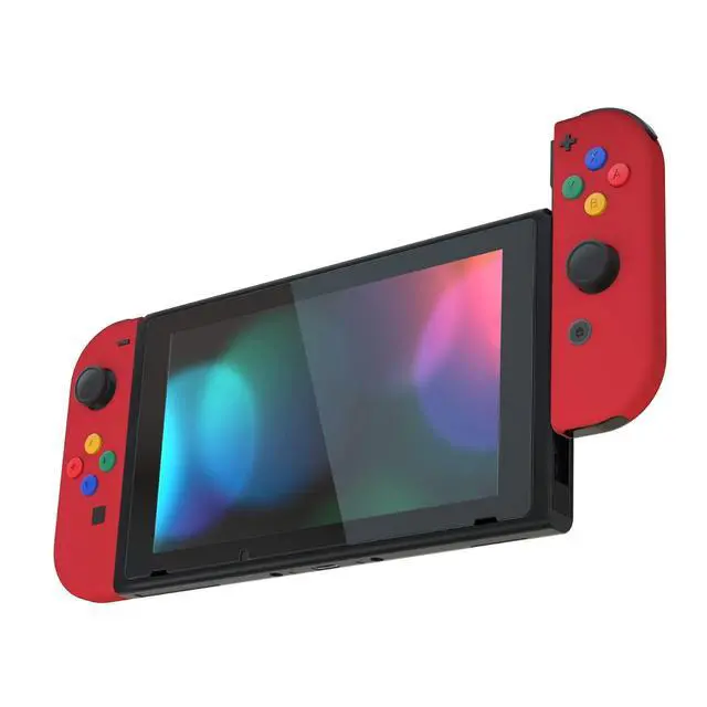 Alt view image 4 of 7 - DIY Replacement Shell Buttons for Nintendo Switch & Switch OLED, Passion Red Custom Soft Touch Housing with Corlorful Button for Joycon Handheld Controller - Console Shell NOT Included @