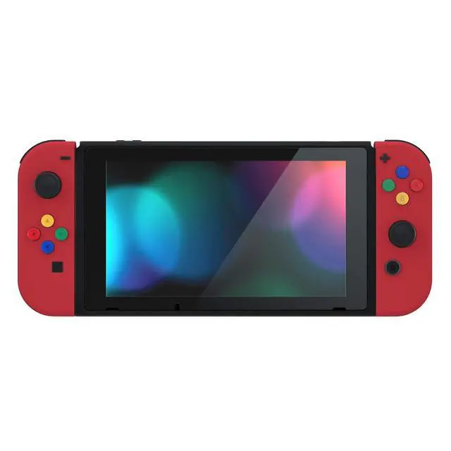 Alt view image 7 of 7 - DIY Replacement Shell Buttons for Nintendo Switch & Switch OLED, Passion Red Custom Soft Touch Housing with Corlorful Button for Joycon Handheld Controller - Console Shell NOT Included @