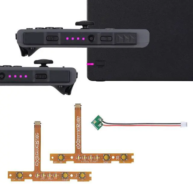Main image of Firefly LED Tuning Kit for Nintendo Switch Joycons Dock NS Joycon SL SR Buttons Ribbon Flex Cable Indicate Power LED - Pink (Joycons Dock NOT Included) @