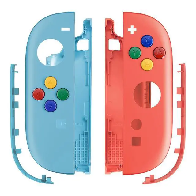 Main image of Replacement Shell Buttons for Joycon 2, Custom Housing Faceplate Case + Decorative Strips + ABXY Direction Keys + Tools for Nintendo Switch 2 Controller - Essence Version - Blue & Orange @