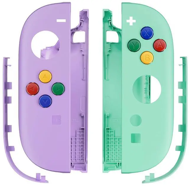 Main image of Replacement Shell Buttons for Joycon 2, Custom Housing Faceplate Case + Decorative Strips + ABXY Direction Keys Tools for Nintendo Switch 2 Controller - Purple & Green - Essence Version @