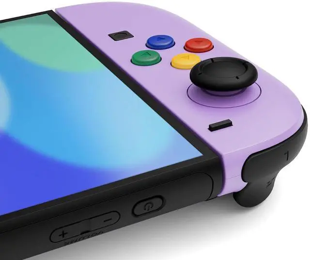 Alt view image 6 of 7 - Replacement Shell Buttons for Joycon 2, Custom Housing Faceplate Case + Decorative Strips + ABXY Direction Keys Tools for Nintendo Switch 2 Controller - Purple & Green - Essence Version @
