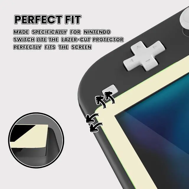 Alt view image 6 of 7 - 9H Tempered Glass Screen Protector for Nintendo Switch Lite, 2 Pack, 0.5mm Thickness, 99.9% Transparency, Easy Application, Protects Scratches, Drops, and Bumps @