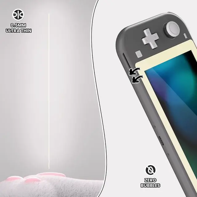Alt view image 7 of 7 - 9H Tempered Glass Screen Protector for Nintendo Switch Lite, 2 Pack, 0.5mm Thickness, 99.9% Transparency, Easy Application, Protects Scratches, Drops, and Bumps @