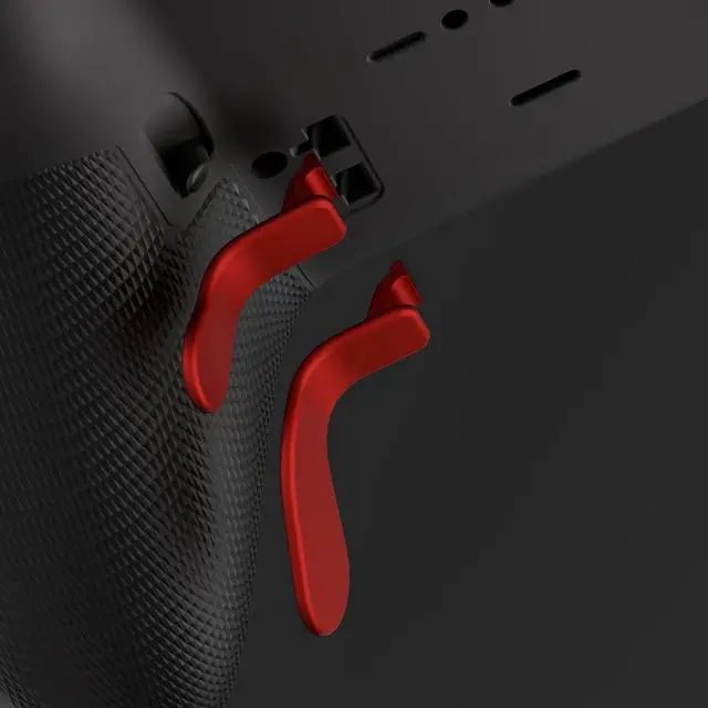 Alt view image 3 of 7 - 4 pcs Metallic Scarlet Red Stainless Steel Paddles, Replacement Interchangeable Hair Trigger Locks for Xbox One Elite, Xbox Elite Series 2 & Elite 2 Core Controller @