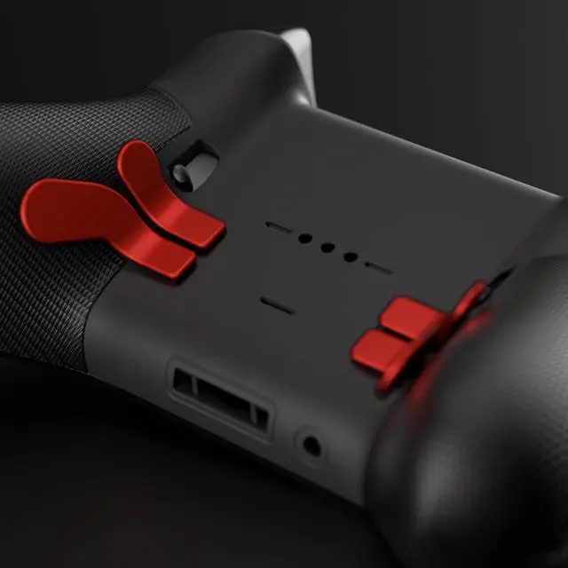 Alt view image 5 of 7 - 4 pcs Metallic Scarlet Red Stainless Steel Paddles, Replacement Interchangeable Hair Trigger Locks for Xbox One Elite, Xbox Elite Series 2 & Elite 2 Core Controller @