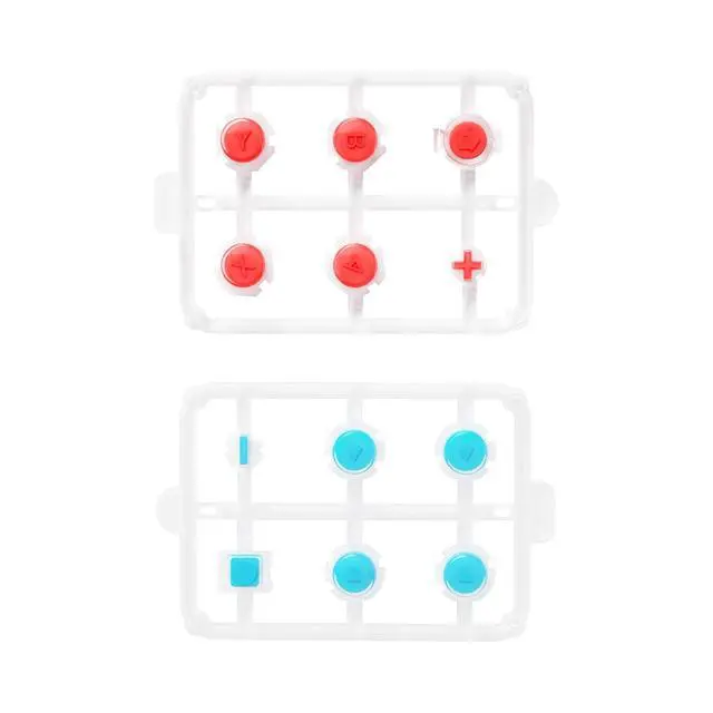 Alt view image 2 of 3 - Replacement Two-Tone Jelly Buttons for JoyCon, Blue Red & Clear w/Symbols Custom Controller ABXY Direction Home Capture + - Keys, DIY Action Face Buttons for Nintendo Switch & Switch OLED @