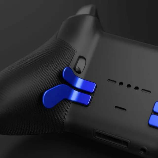 Alt view image 7 of 7 - 4 pcs Metallic Blue Stainless Steel Paddles, Replacement Interchangeable Hair Trigger Locks for Xbox One Elite, Xbox Elite Series 2 & Elite 2 Core Controller @