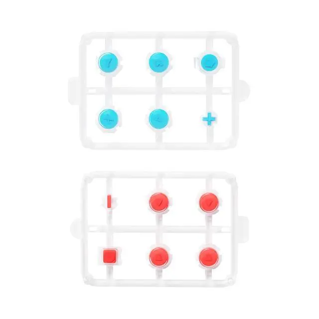 Alt view image 2 of 7 - Replacement Two-Tone Jelly Buttons for JoyCon, Red Blue & Clear w/Symbols Custom Controller ABXY Direction Home Capture + - Keys, DIY Action Face Buttons for Nintendo Switch & Switch OLED @