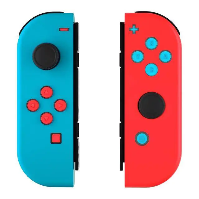 Alt view image 3 of 7 - Replacement Two-Tone Jelly Buttons for JoyCon, Red Blue & Clear w/Symbols Custom Controller ABXY Direction Home Capture + - Keys, DIY Action Face Buttons for Nintendo Switch & Switch OLED @