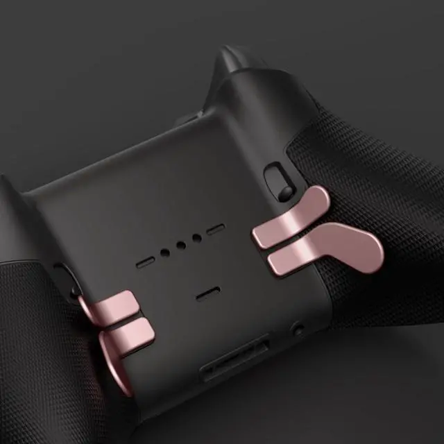 Alt view image 2 of 7 - 4 pcs Metallic Rose Gold Stainless Steel Paddles, Replacement Interchangeable Hair Trigger Locks for Xbox One Elite, Xbox Elite Series 2 & Elite 2 Core Controller @