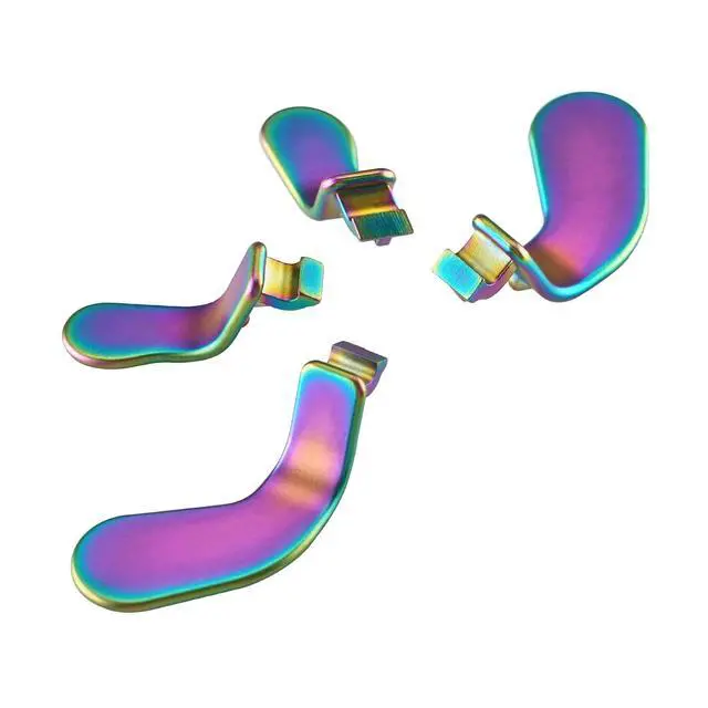 Alt view image 7 of 7 - 4 pcs Metalic Rainbow Aura Blue & Purple Stainless Steel Paddles, Replacement Interchangeable Hair Trigger Locks for Xbox One Elite, Xbox Elite Series 2 & Elite 2 Core Controller @