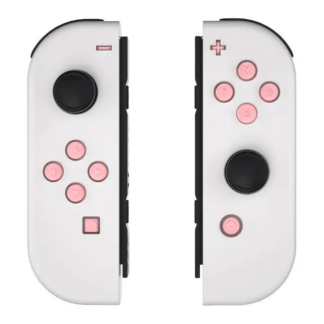 Alt view image 3 of 7 - Replacement Two-Tone Jelly Buttons for JoyCon, Pale Red & Clear w/Symbols Custom Controller ABXY Direction Home Capture + - Keys, DIY Action Face Buttons for Nintendo Switch & Switch OLED @