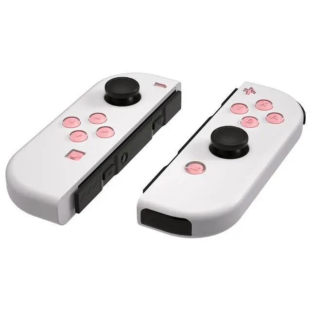 Alt view image 6 of 7 - Replacement Two-Tone Jelly Buttons for JoyCon, Pale Red & Clear w/Symbols Custom Controller ABXY Direction Home Capture + - Keys, DIY Action Face Buttons for Nintendo Switch & Switch OLED @