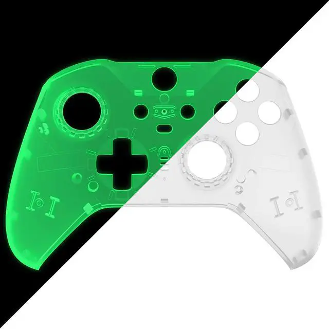 Alt view image 3 of 7 - Replacement Faceplate Cover for Xbox One Elite Controller Series 2, Glow in Dark - Green Custom DIY Front Housing Shell Case & Accent Rings for Xbox Elite Series 2 Core - Model 1797 @