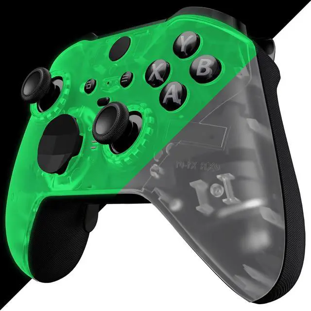 Alt view image 6 of 7 - Replacement Faceplate Cover for Xbox One Elite Controller Series 2, Glow in Dark - Green Custom DIY Front Housing Shell Case & Accent Rings for Xbox Elite Series 2 Core - Model 1797 @