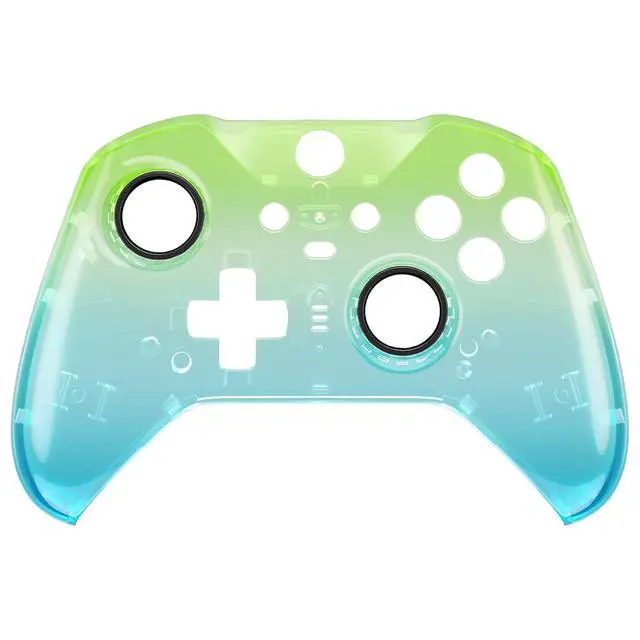 Alt view image 3 of 7 - Gradient Translucent Green Blue Front Housing Shell Case Replacement Kit for Xbox One Elite Series 2, Xbox Elite 2 Core Controller Model 1797 - Thumbstick Accent Rings Included @
