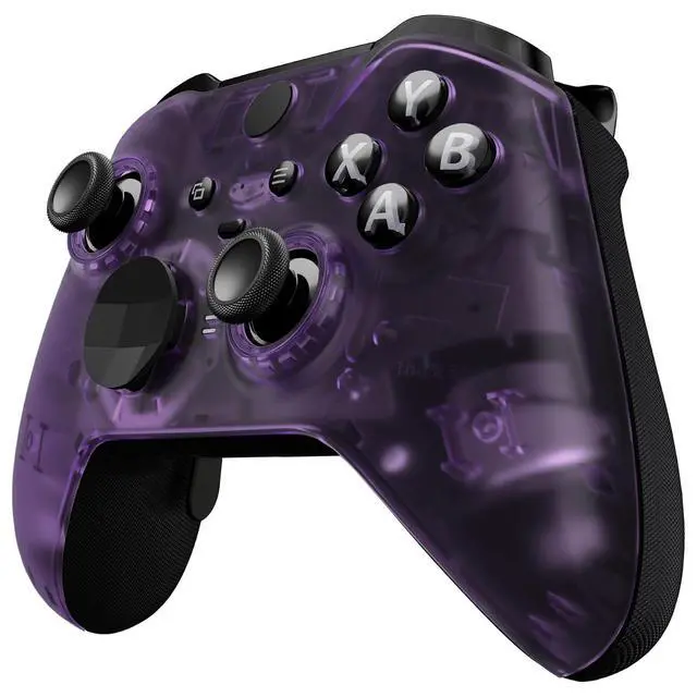 Alt view image 6 of 7 - Clear Atomic Purple Replacement Faceplate Cover for Xbox One Elite Controller Series 2 (Model 1797), Custom Front Housing Shell Case & Accent Rings for Xbox Elite Series 2 Core Controller @